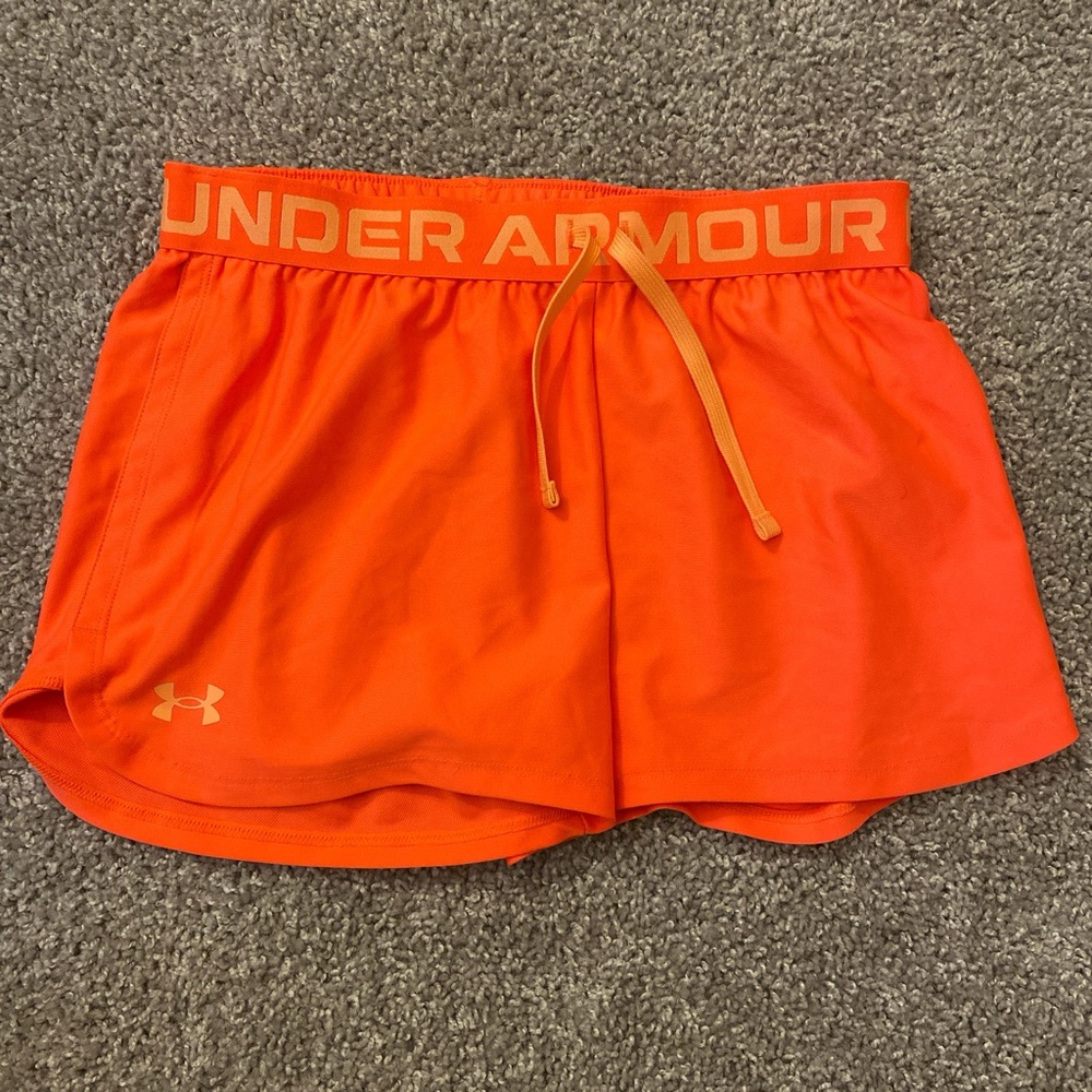 Under Armour Girls Bright Orange Athletic Shorts